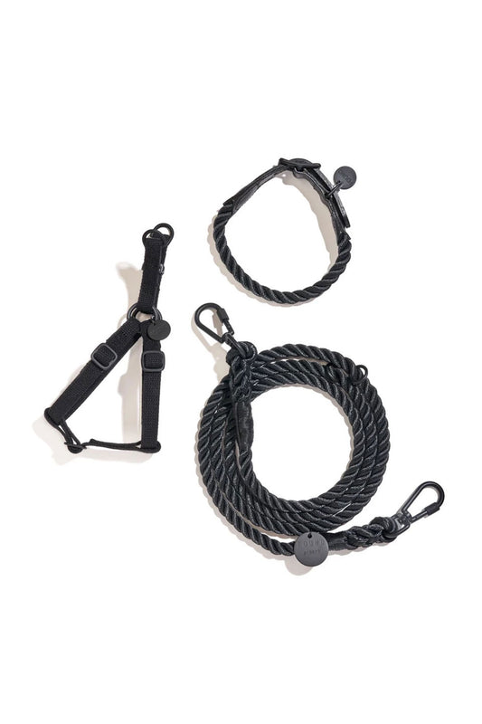 FOUND MY ANIMAL MATTE BLACK COTTON DOG & CAT HARNESS