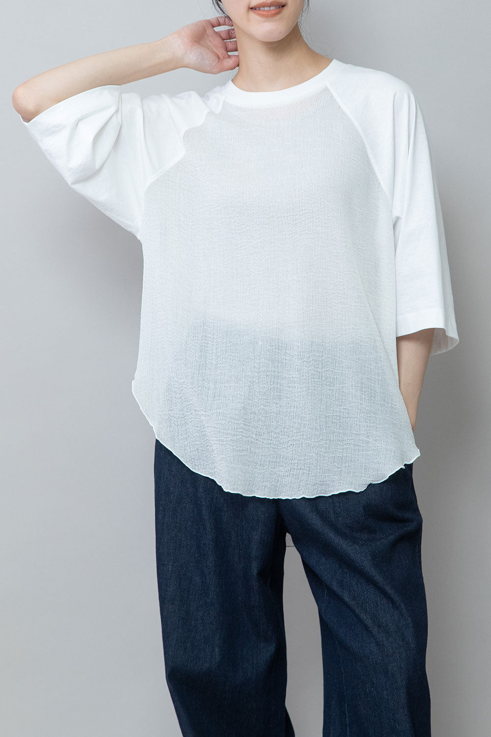 Munich コットンジャージ×ジョーゼットドッキングTシャツ【MN252U05】