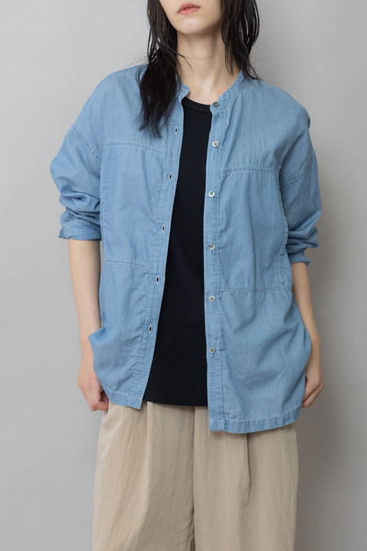 Munich 2.25ozシアーデニムバンドカラーシャツ【MN261T48】