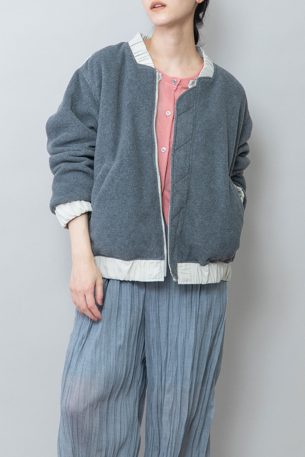 Munich ナイロンタフタ×フリースリバーシブルブルゾン【MN252B32】