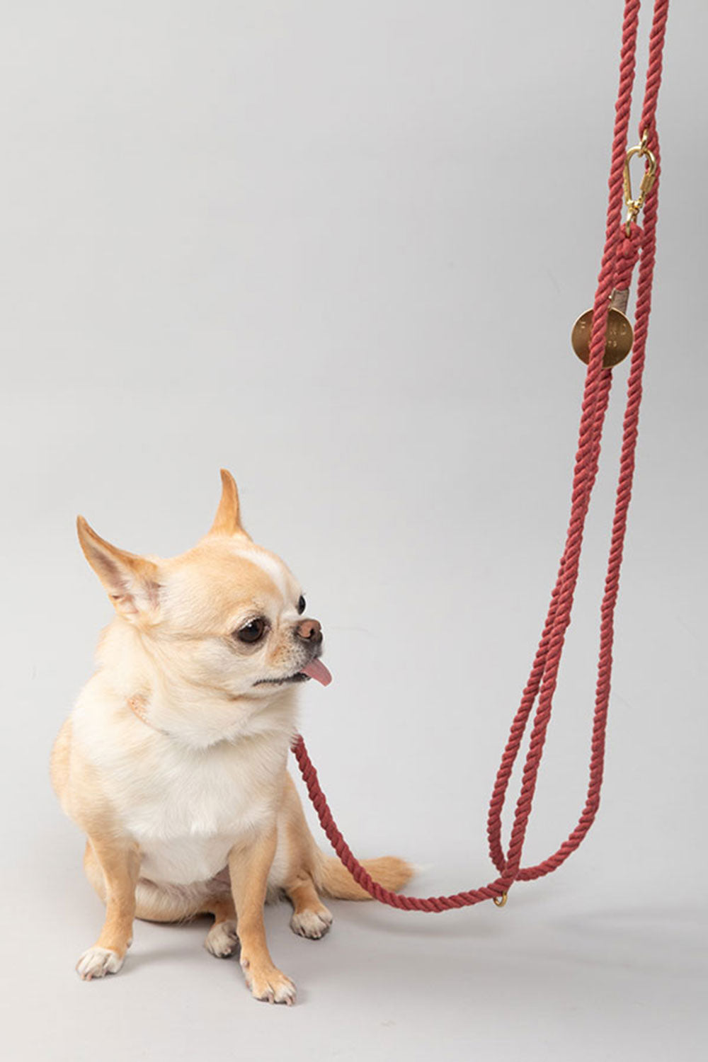 FOUND MY ANIMAL ROPE DOG LEASH, ADJUSTABLE & HANDCRAFTED - LIGHT TAN