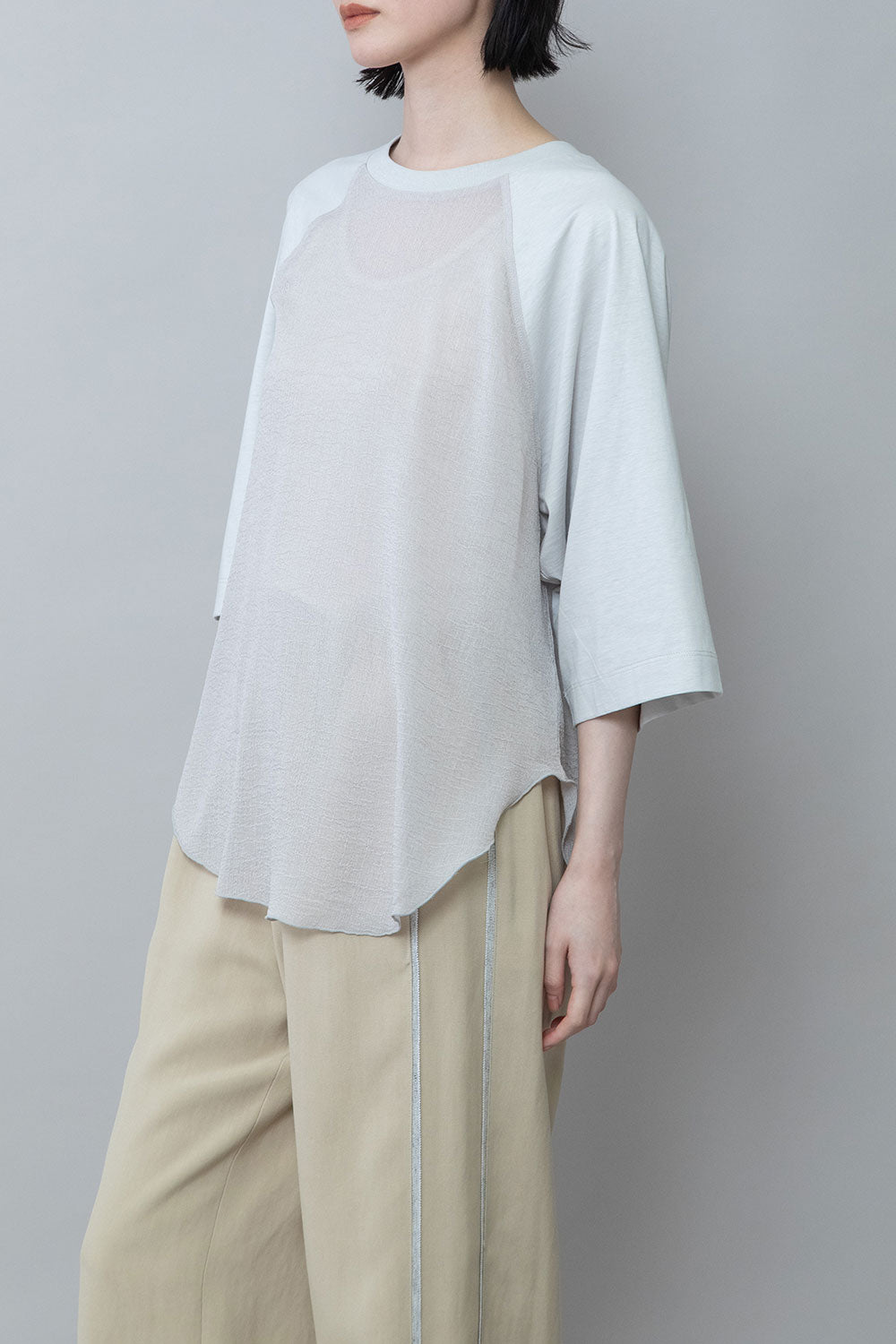 Munich コットンジャージ×ジョーゼットドッキングTシャツ【MN252U05】