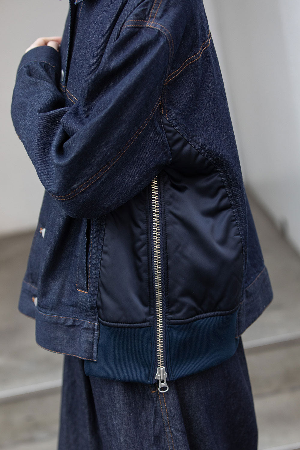 Munich 8ozデニム×ナイロンツイルドッキングトラッカージャケット【MN252B31】