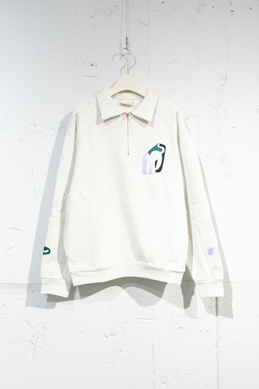 Common Noun "CAT"&"DOG" Hiroki Nishiyama 裏起毛ラグランハーフジップスウェット