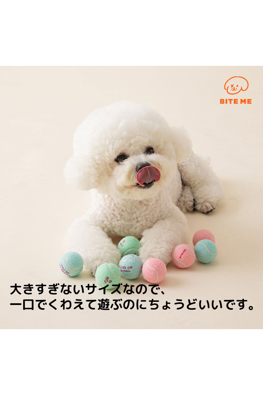 BITE ME ミニテニスボールおもちゃ(3個入り)