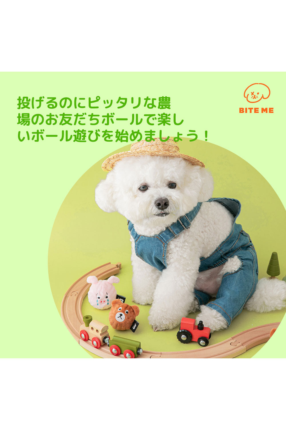 BITE ME 農場のお友だちボールおもちゃ-ブタ