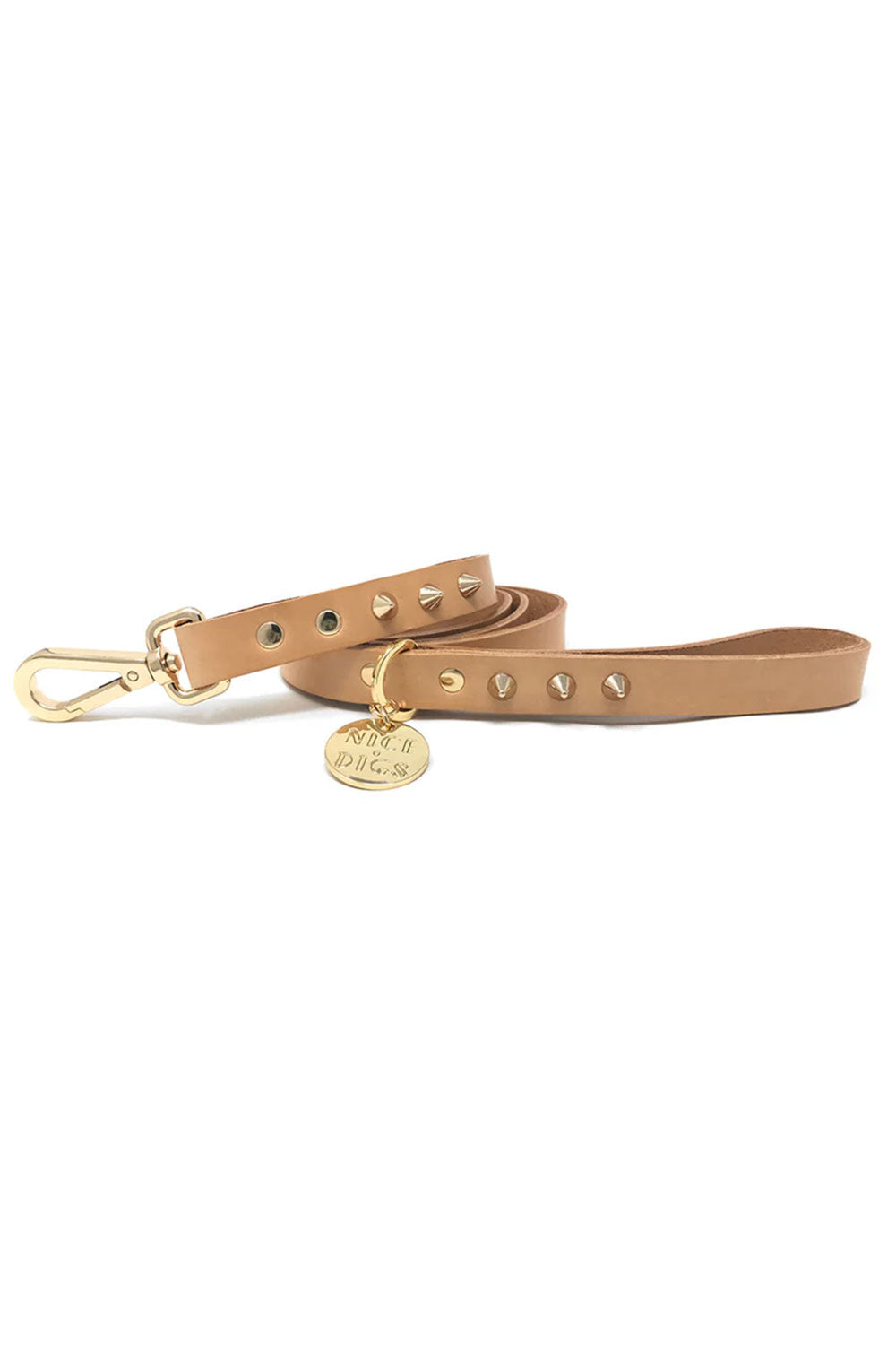 NICE DIGS SMOOTH SPIKE LEATHER DOG LEASH