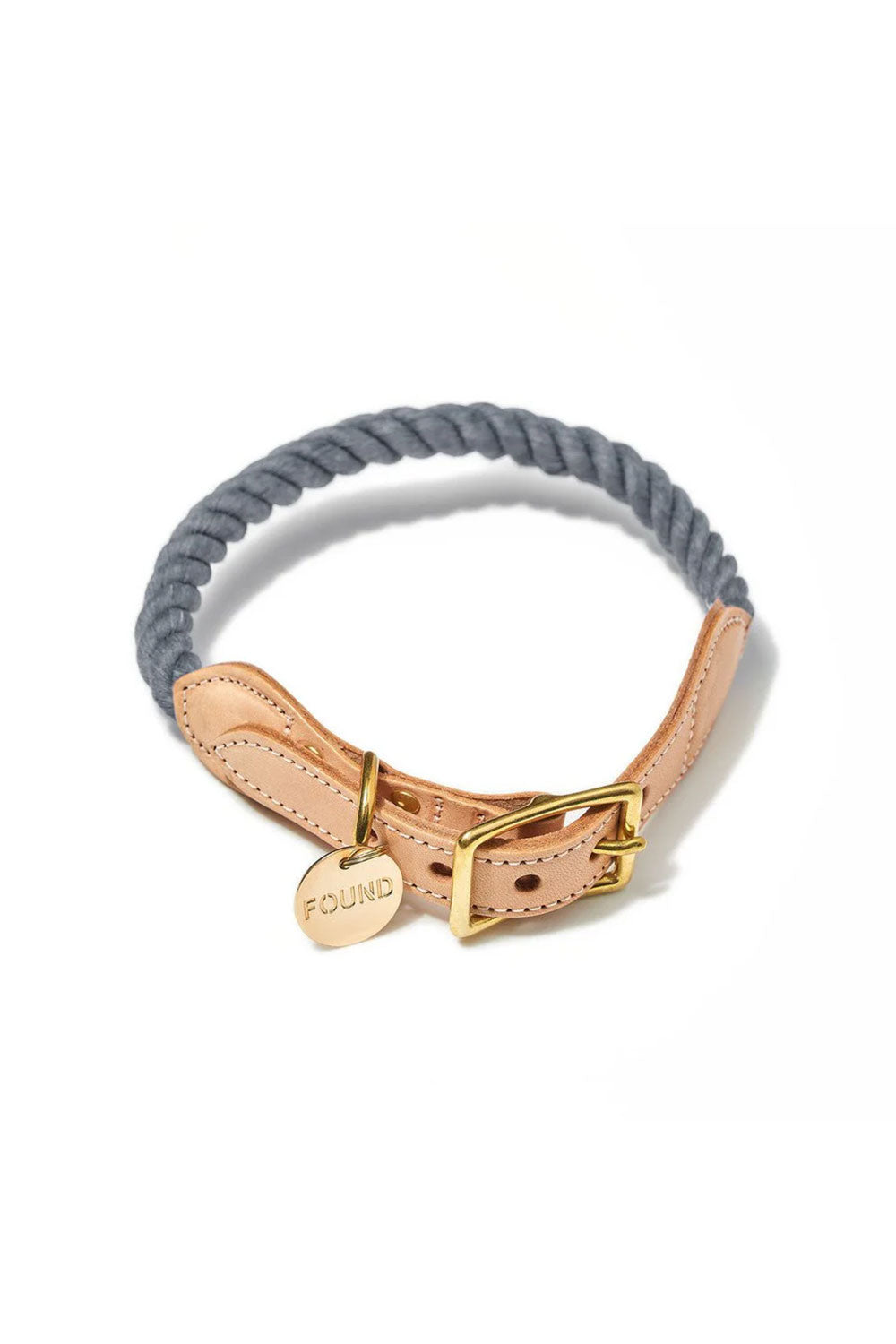 FOUND MY ANIMAL UP-CYCLED ROPE CAT & DOG COLLAR - GREY
