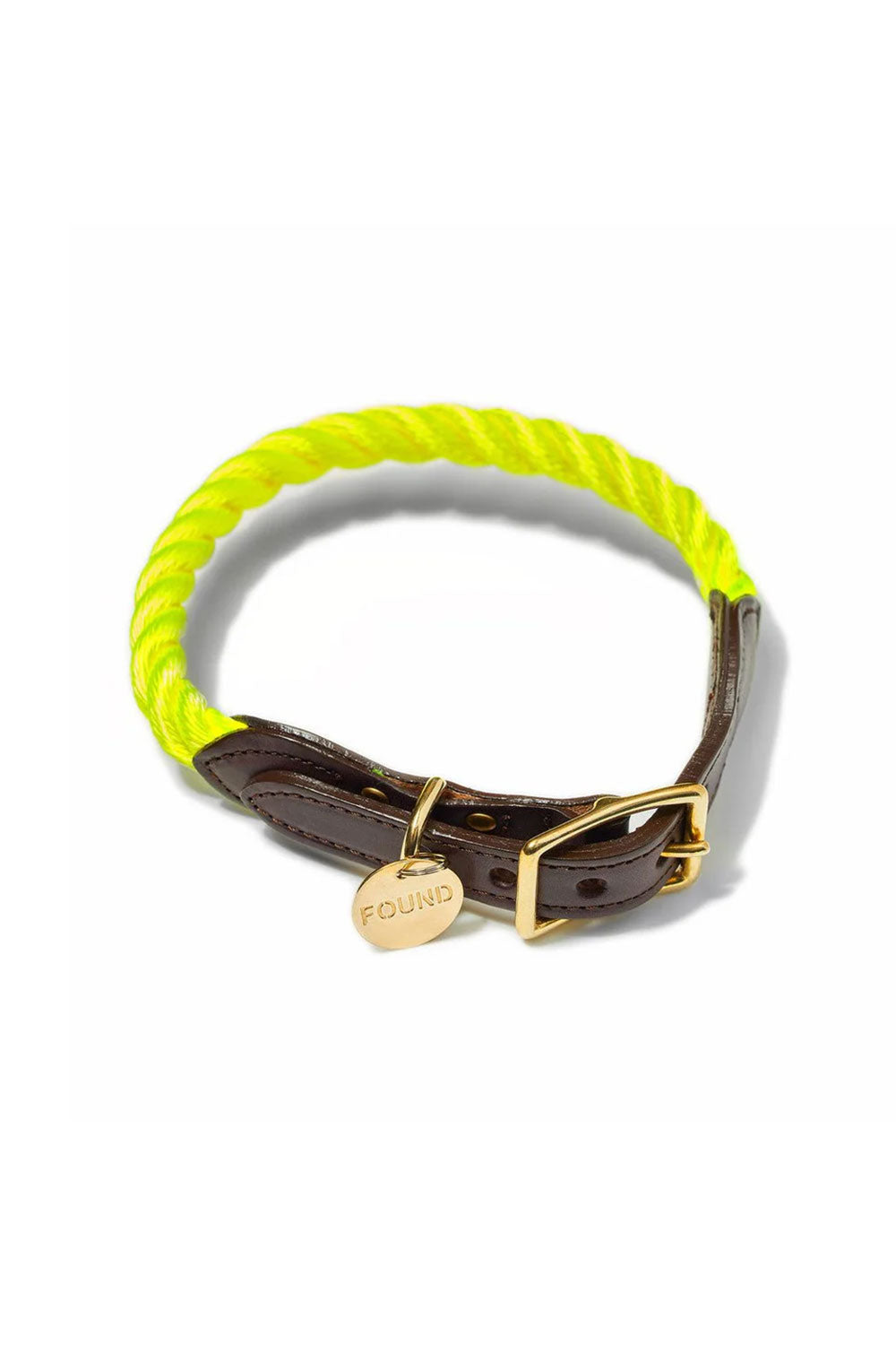 FOUND MY ANIMAL NYLON ROPE CAT & DOG COLLAR - NEON YELLOW