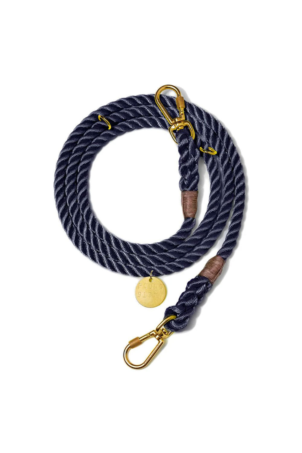 FOUND MY ANIMAL NYLON ROPE DOG LEASH, ADJUSTABLE - NAVY