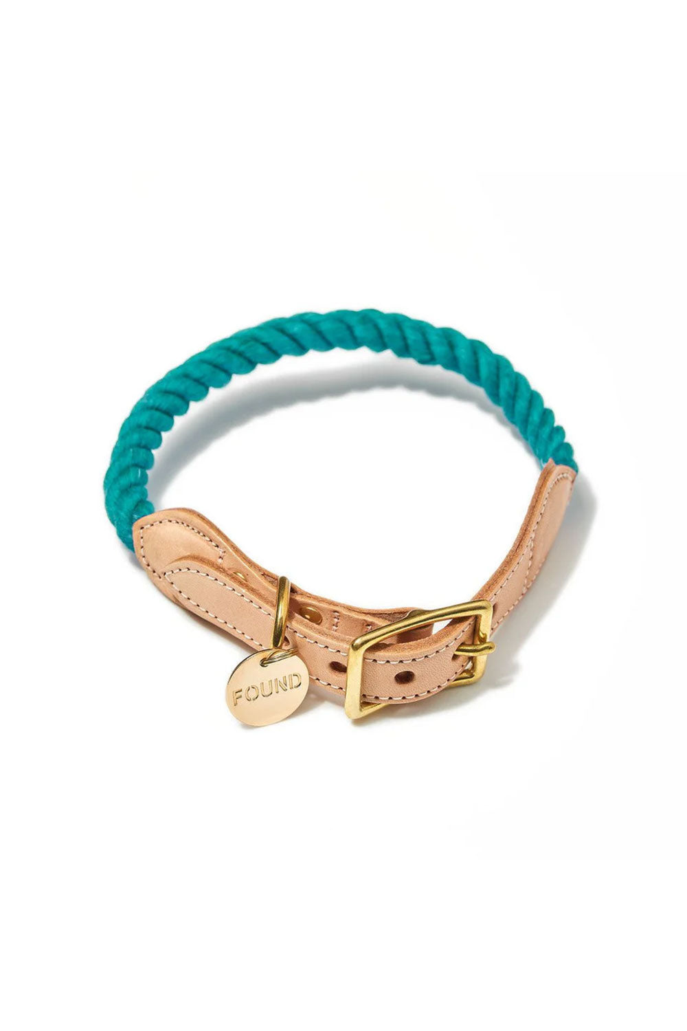 FOUND MY ANIMAL UP-CYCLED ROPE CAT & DOG COLLAR - TEAL