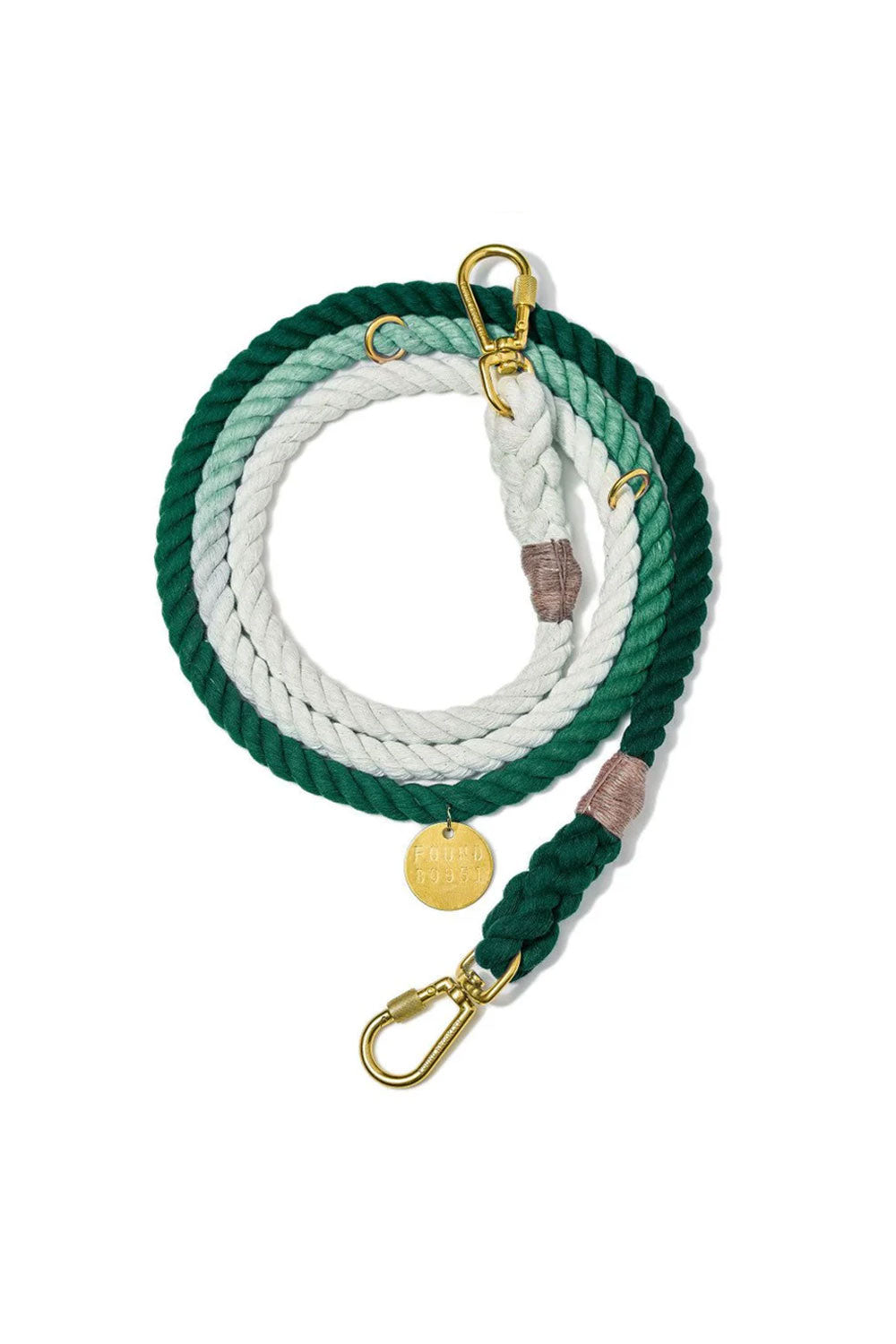 FOUND MY ANIMAL COTTON ROPE DOG LEASH, ADJUSTABLE - TEAL OMBRE