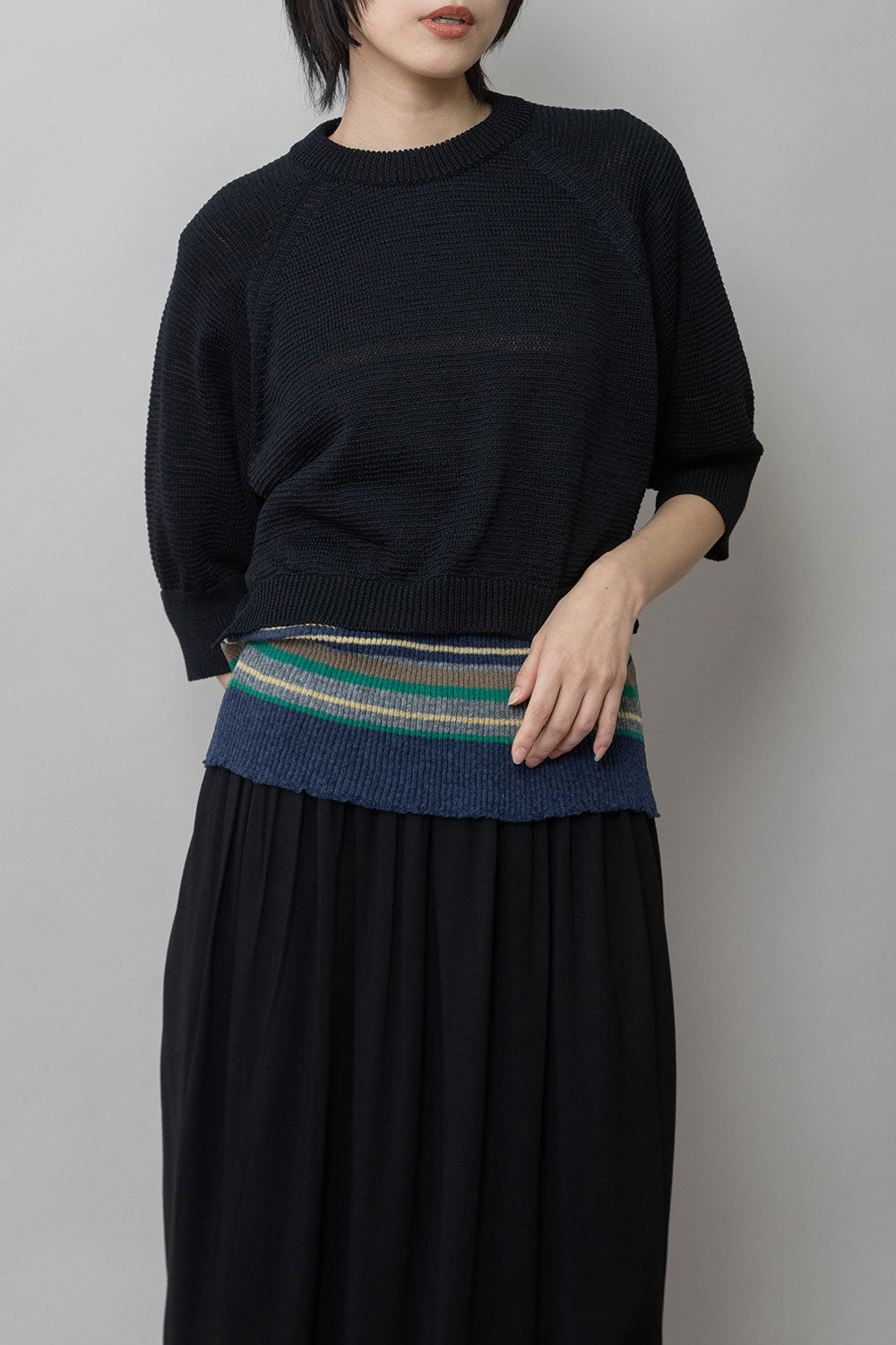 Munich コットンニットバックベルトディテールプルオーバー【MN261K16】