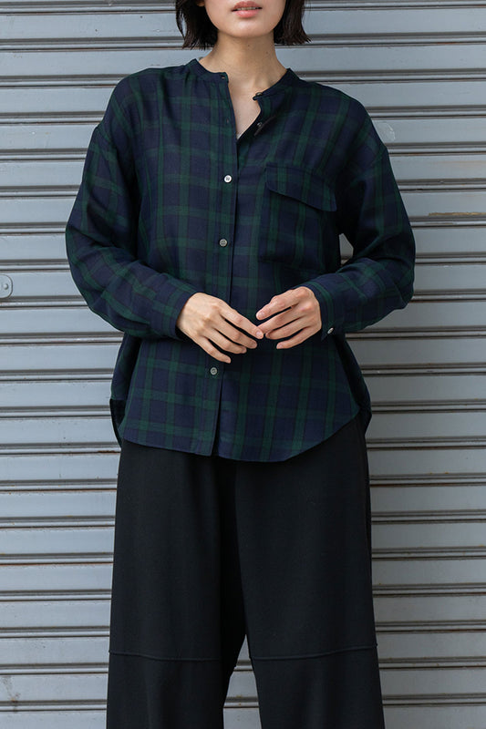 Munich ウォッシャブルウールビエラバンドカラーシャツ【MN252T61】