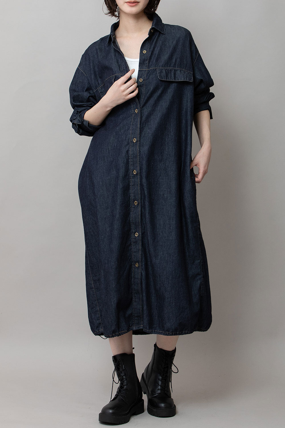 Munich 6ozスラブデニムシャツワンピース【MN261N10】