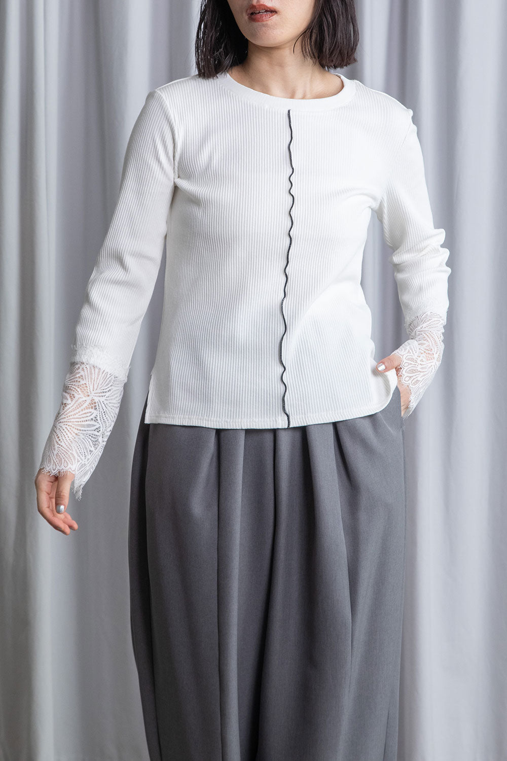 MARECHAL TERRE 袖レースリブインナートップス【ZMT261CT760】