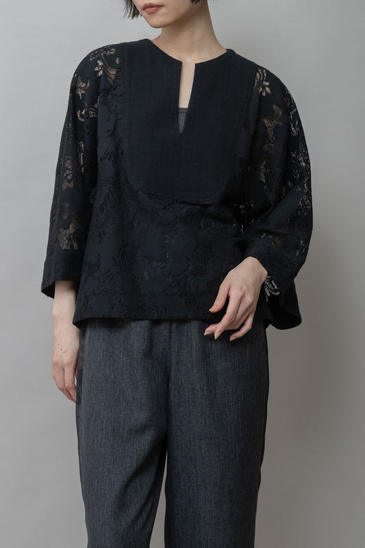 Munich コットンポリエステルレースドッキングブラウス【MN261T29】