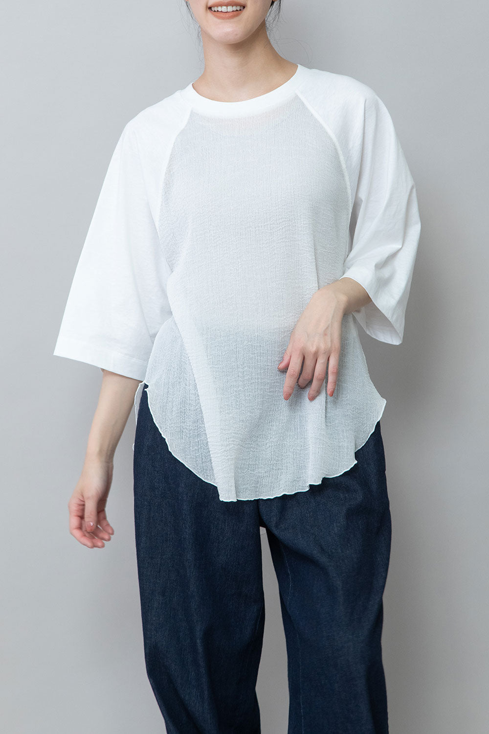 Munich コットンジャージ×ジョーゼットドッキングTシャツ【MN252U05】