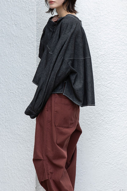 Munich 6ozスラブデニム２wayクロップドシャツ【MN261T14】