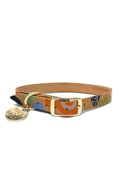 NICE DIGS SNAKES AND LADDERS LEATHER DOG COLLAR