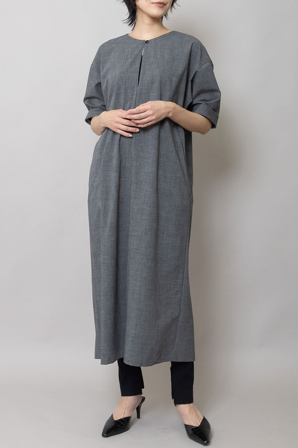 Munich ドライチェックキーネックワンピース【MN262N05】