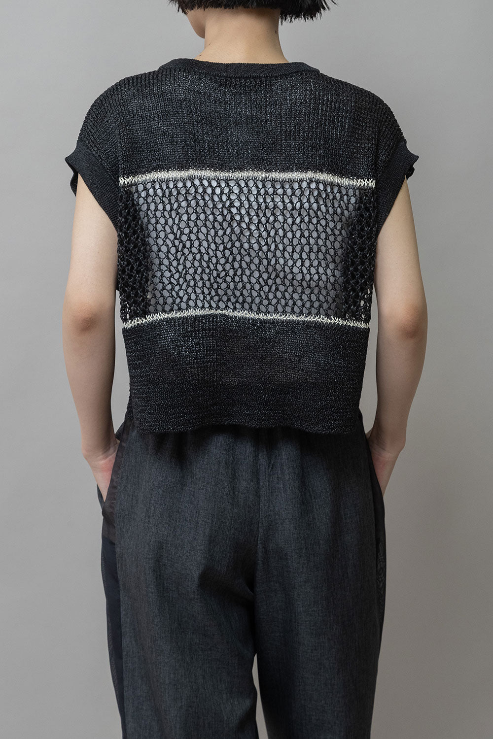 Munich リブ編み×スカシ編みニットジレ【MN261K07】