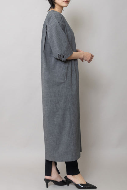 Munich ドライチェックキーネックワンピース【MN262N05】