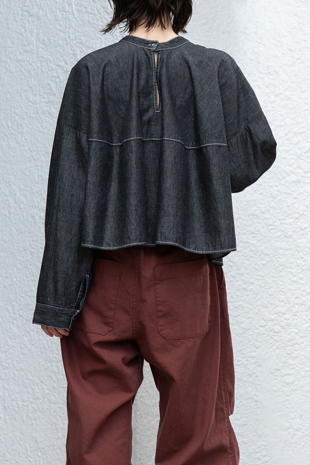 Munich 6ozスラブデニム２wayクロップドシャツ【MN261T14】