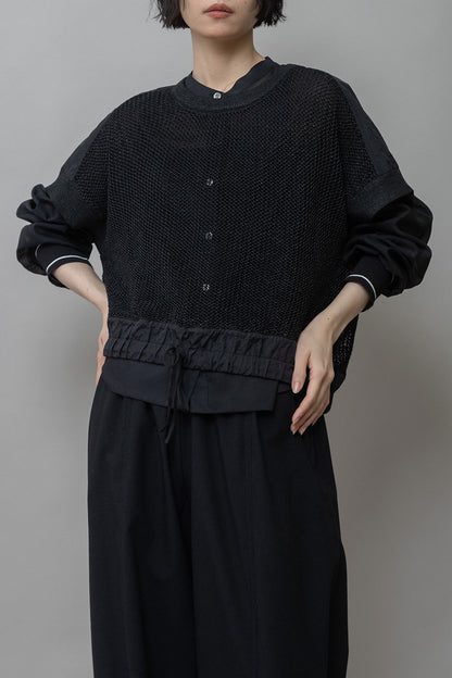 Munich スカシ編みニット×タフタドッキングショートプルオーバー【MN261K05】