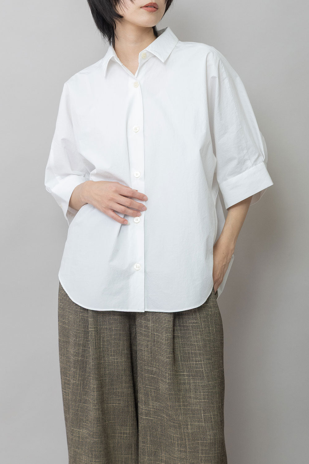 Munich オーガニックコットンタイプライターハーフスリーブシャツ【MN261T44】