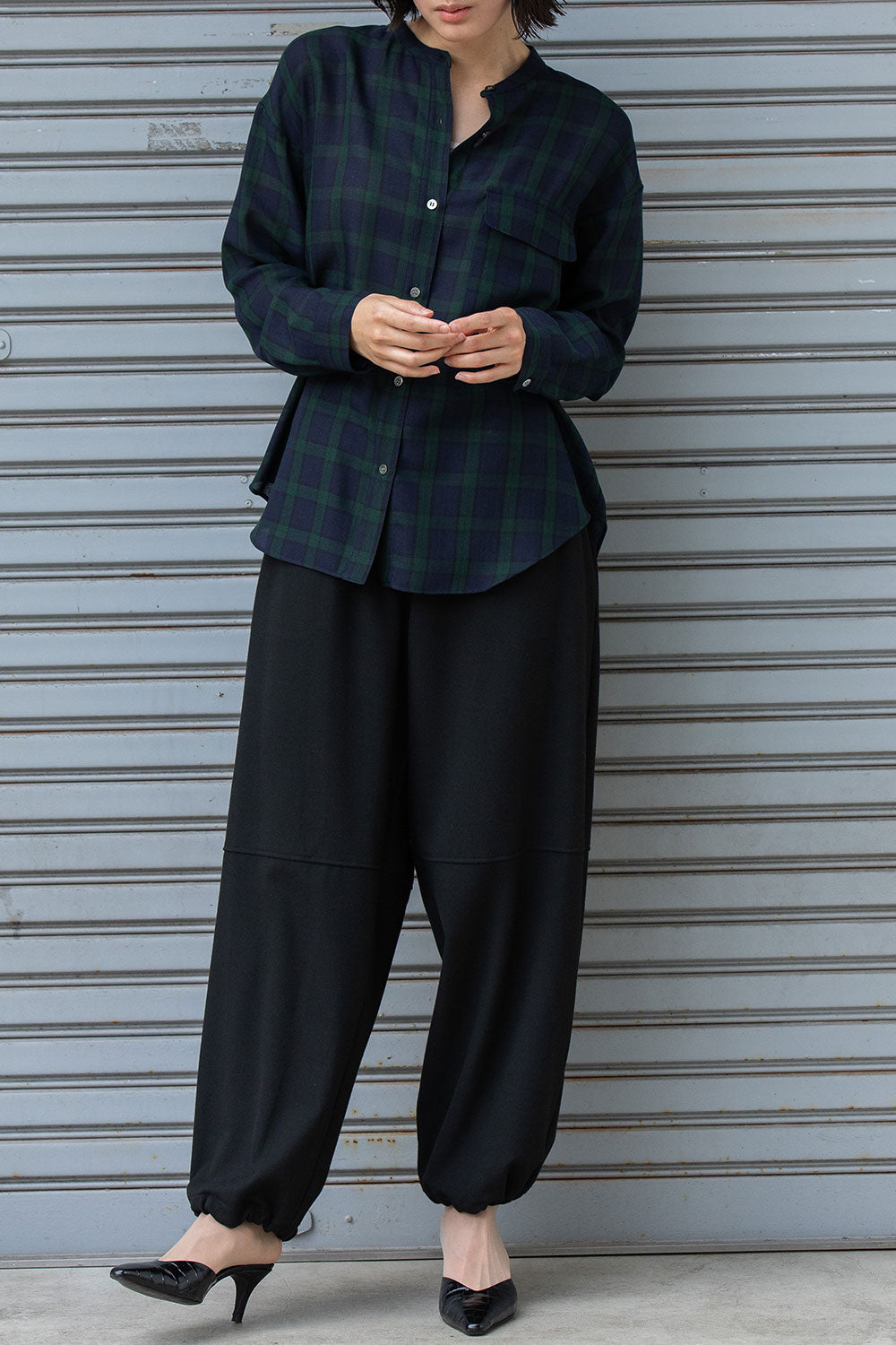 Munich ウォッシャブルウールビエラバンドカラーシャツ【MN252T61】