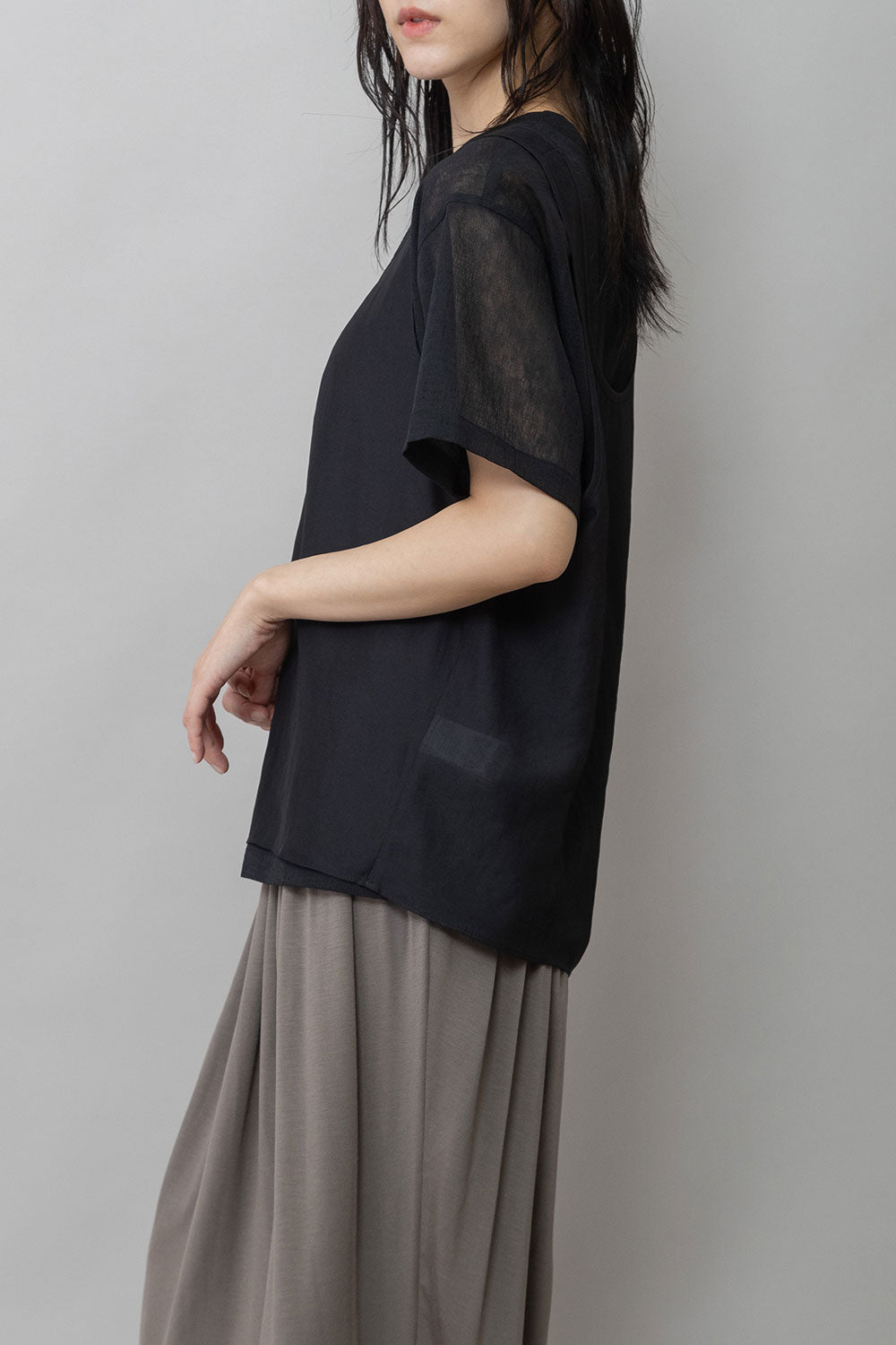 Munich ヴィンテージボイル×ドライツイルレイヤードトップス【MN261T45】