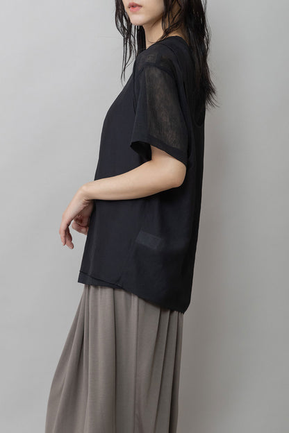 Munich ヴィンテージボイル×ドライツイルレイヤードトップス【MN261T45】