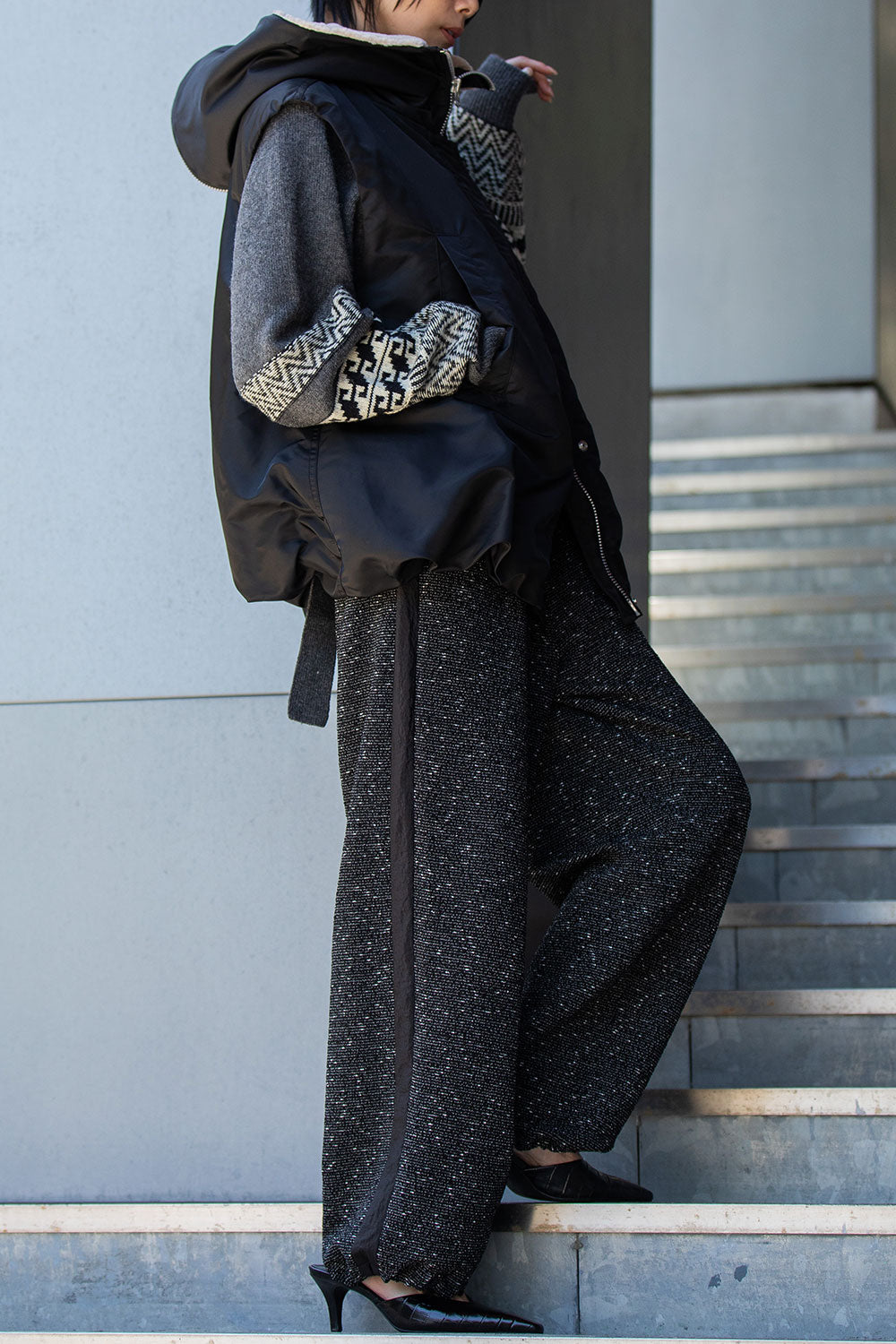 Munich ナイロンツイル×シープボアバルーンフライトベスト【MN252B44