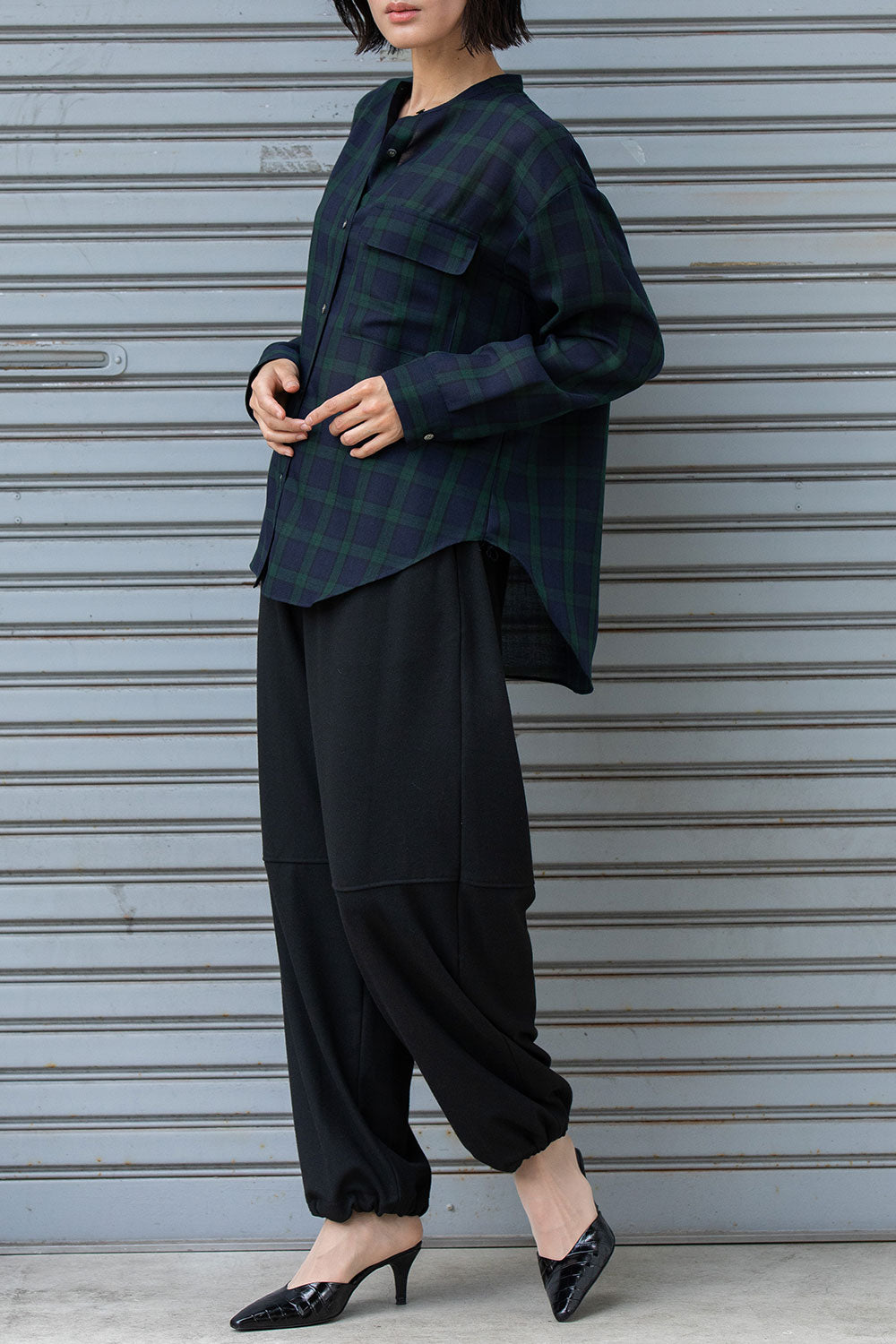 Munich ウォッシャブルウールビエラバンドカラーシャツ【MN252T61】