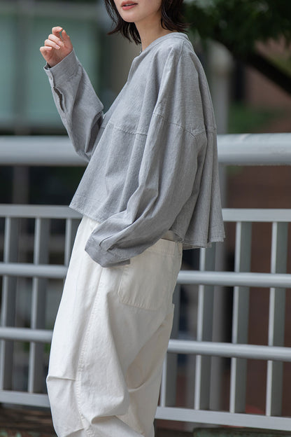 Munich 6ozスラブデニム２wayクロップドシャツ【MN261T14】