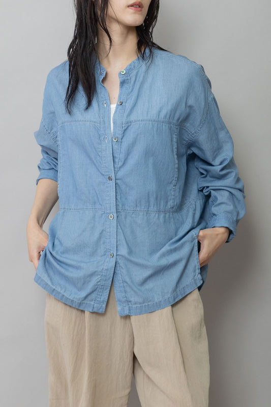 Munich 2.25ozシアーデニムバンドカラーシャツ【MN261T48】