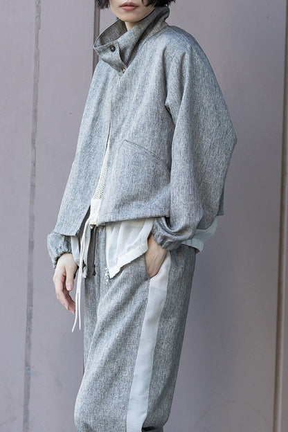 Munich ツイード調ツイル×メッシュレイヤードジップブルゾン【MN261B23】