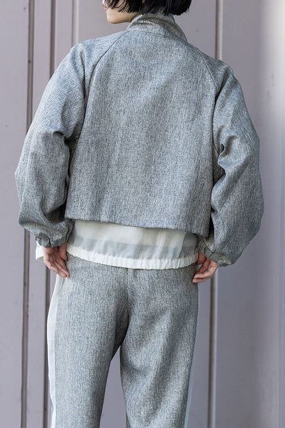 Munich ツイード調ツイル×メッシュレイヤードジップブルゾン【MN261B23】