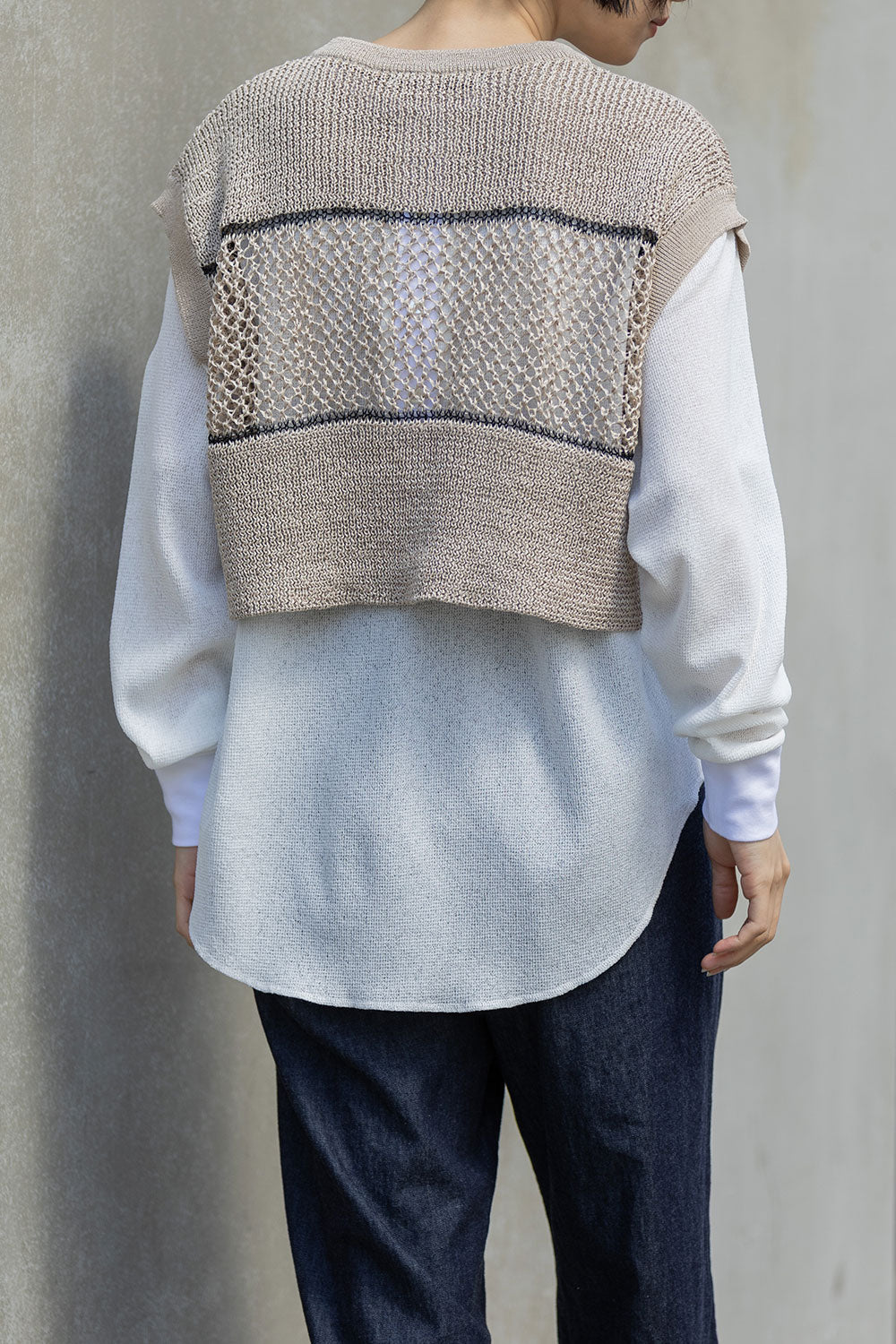 Munich リブ編み×スカシ編みニットジレ【MN261K07】