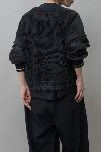 Munich スカシ編みニット×タフタドッキングショートプルオーバー【MN261K05】