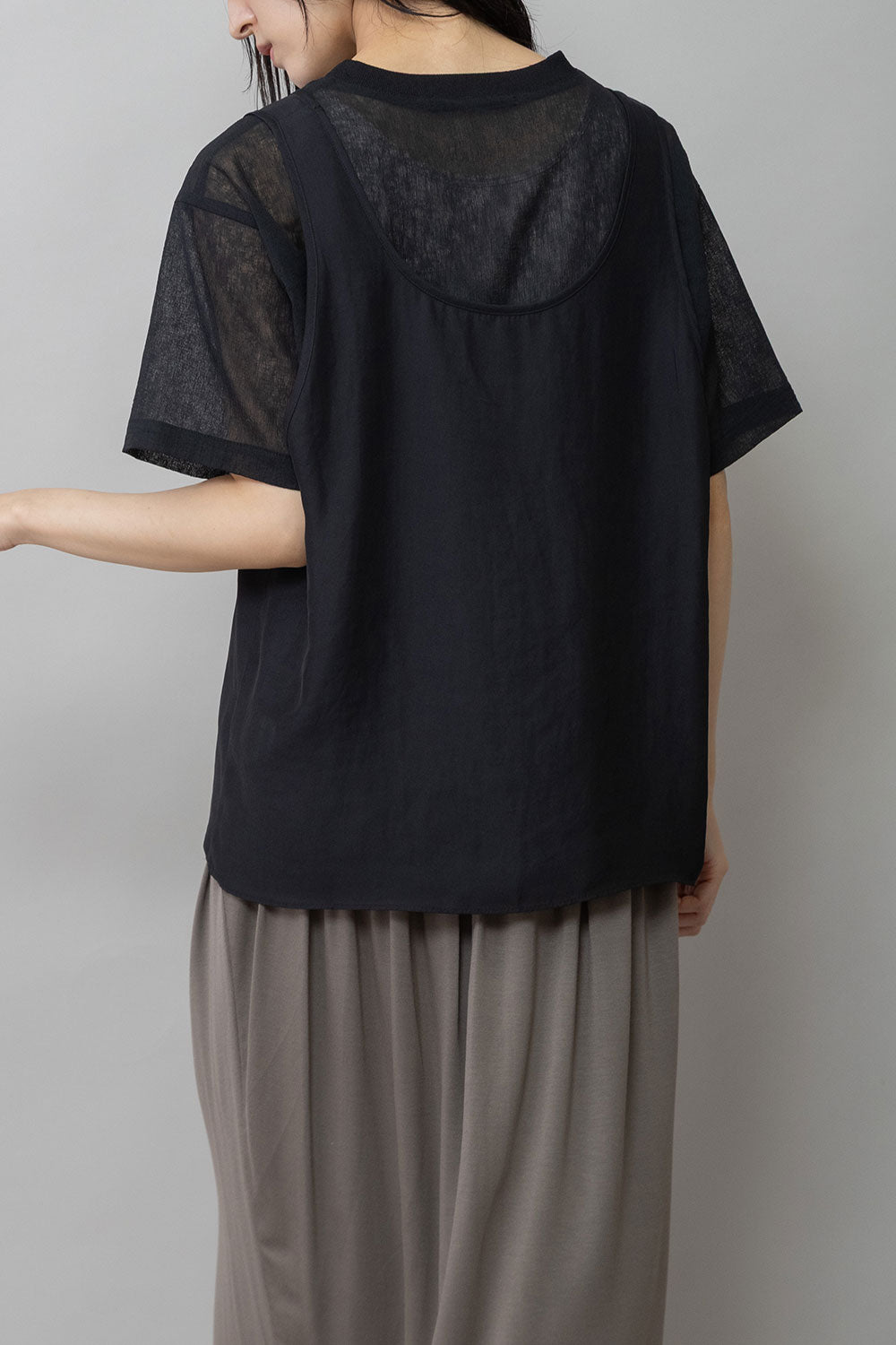 Munich ヴィンテージボイル×ドライツイルレイヤードトップス【MN261T45】