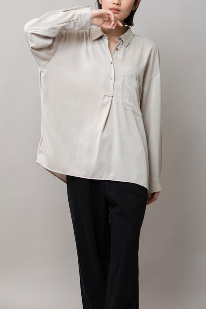 Munich ヴィンテージサテンプルオーバーシャツ【MN252T65】