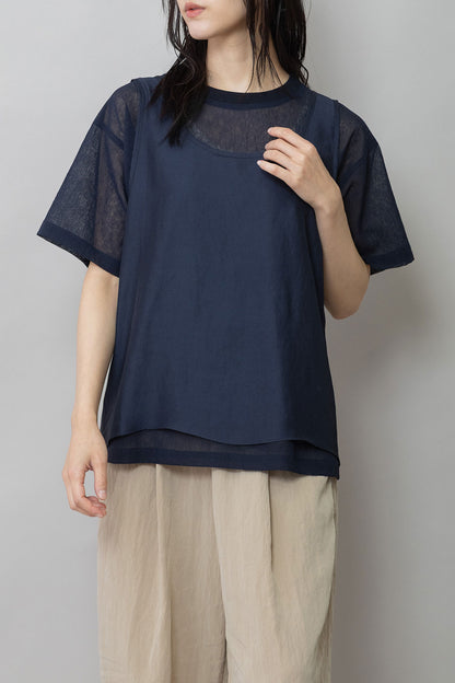 Munich ヴィンテージボイル×ドライツイルレイヤードトップス【MN261T45】