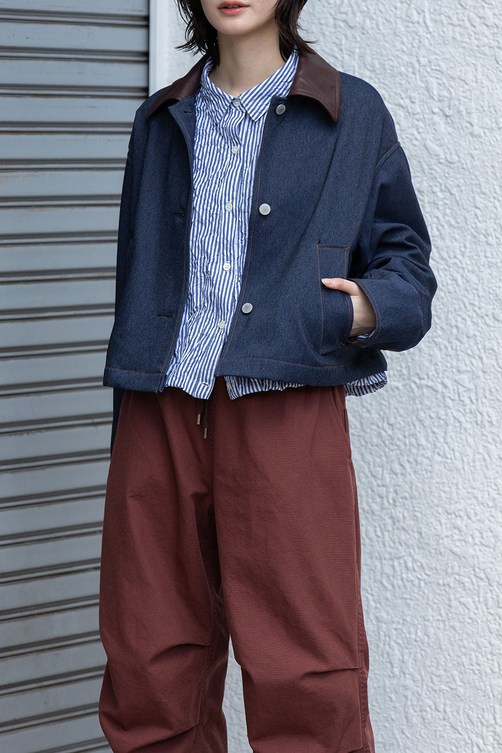 Munich ナノコーデュロイ＆デニム×Octaショートカバーオール【MN252B66】