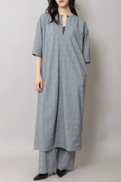 Munich ドライチェックキーネックワンピース【MN262N05】