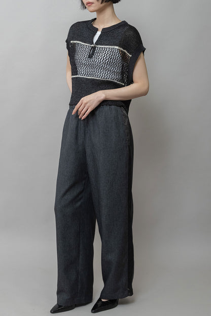 Munich リブ編み×スカシ編みニットジレ【MN261K07】