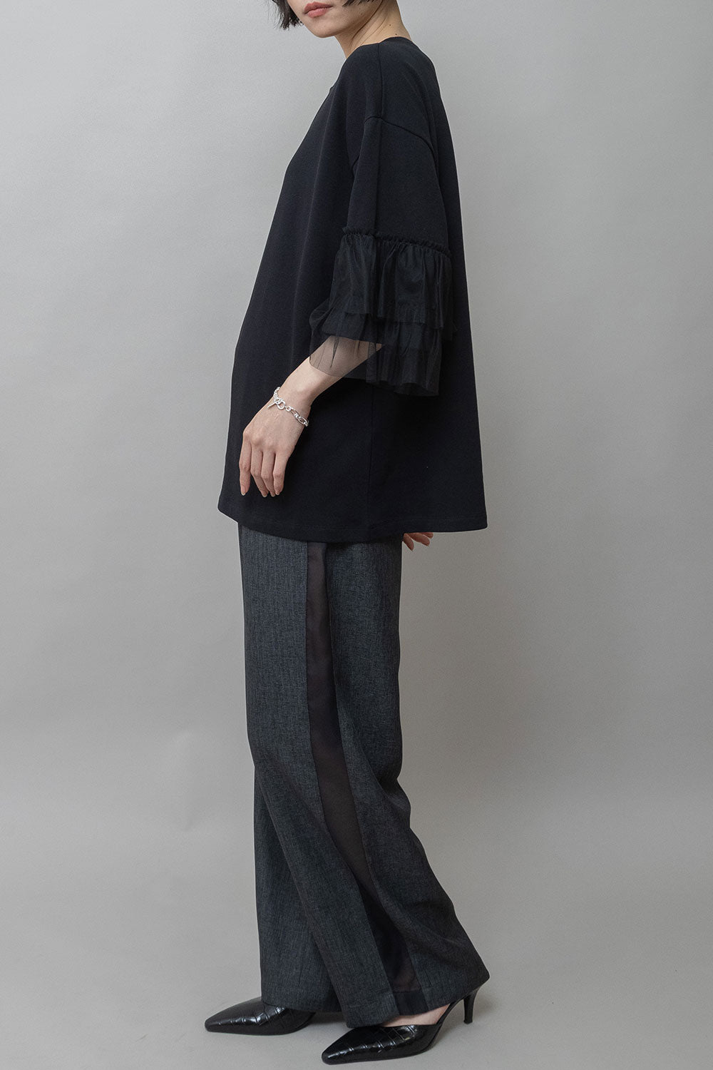 Munich ツイード調ツイル×メッシュサイドストライプパンツ【MN261P24】