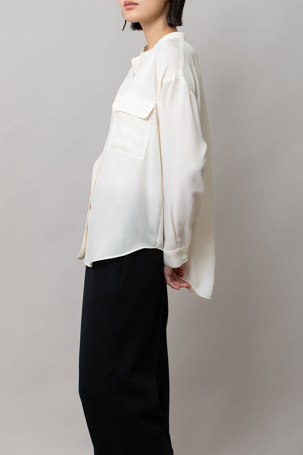 Munich ウォッシャブルウールビエラバンドカラーシャツ【MN252T61】