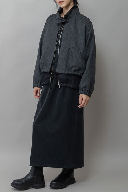 Munich ツイード調ツイル×メッシュレイヤードジップブルゾン【MN261B23】